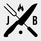 El logotipo de la marca Javier Brichetto donde queda clara su influencia de las brasas argentinas, los fogones y las cocinas.