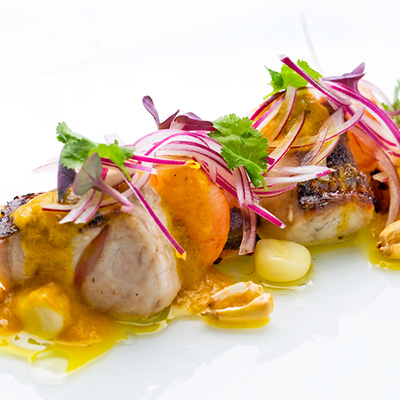 Tapa de ceviche a la brasa.