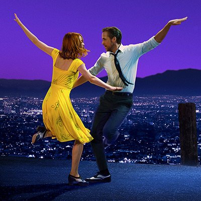 Una de las coreografías principales de la película con la ciudad de Los Ángeles como fondo.